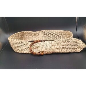 Ladies Sz. Large Waxed Cotton Cord Belt With Bamboo Buckle